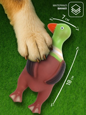 Игрушка пищащая «Скромная утка» для собак, 18×7×4 см, коричневая