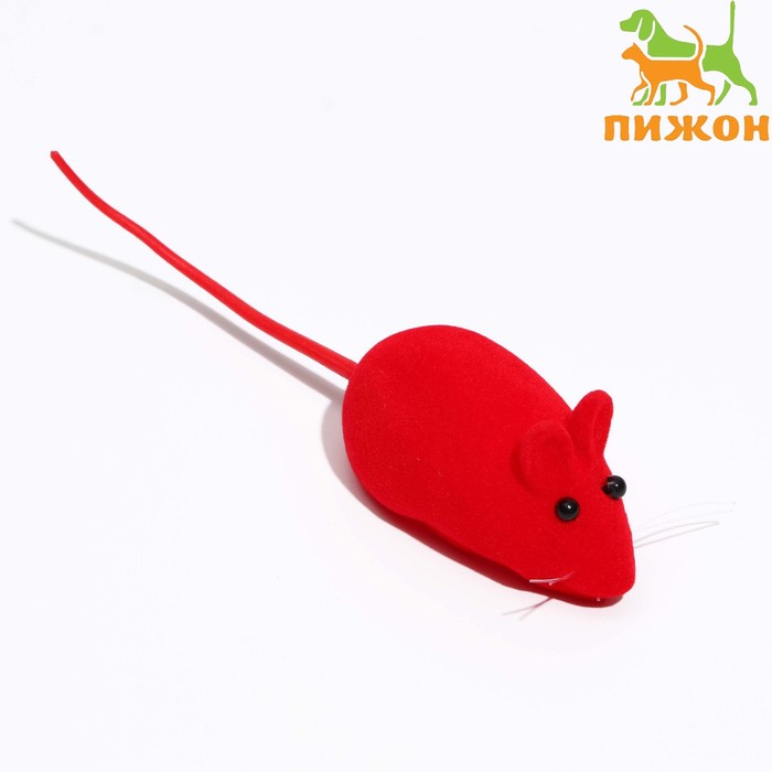 Мышь бархатная, 6 см, красная - Фото 1