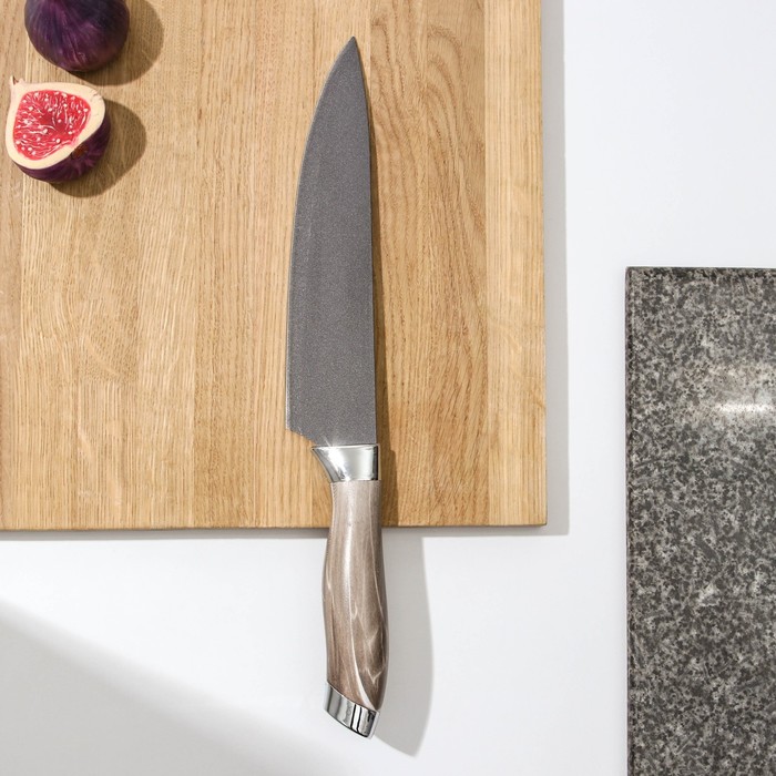 Нож кухонный Доляна «Дуротан», шеф, лезвие 20,5 см - Фото 1