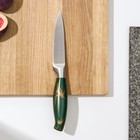 Нож для овощей кухонный Доляна Zeus, лезвие 9,5 см, цвет изумрудный - фото 9616326