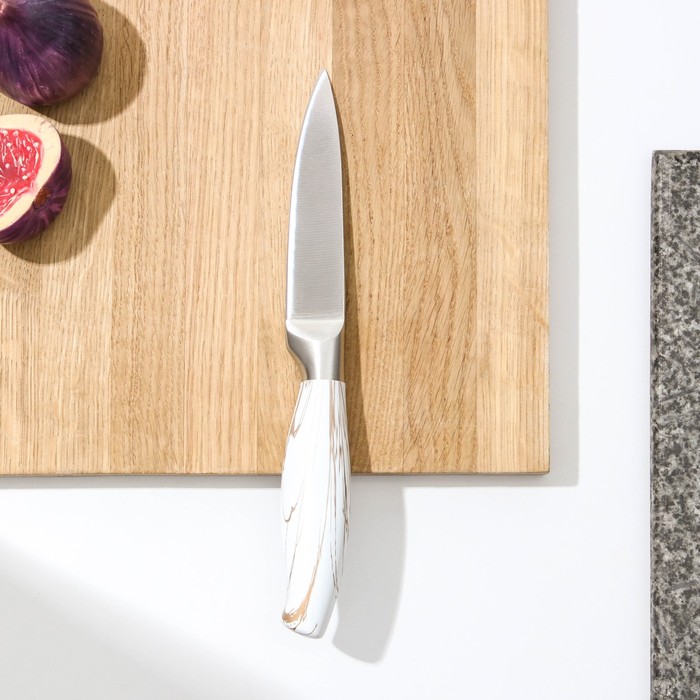 Нож для овощей кухонный Доляна Zeus, лезвие 9,5 см, цвет белый - Фото 1