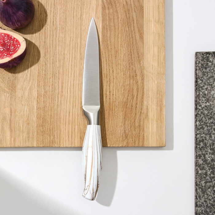Нож кухонный универсальный Доляна Zeus, лезвие 12,5 см, цвет белый - Фото 1