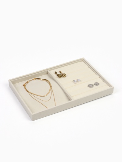 Подставка для украшений QF 10 крючков и 7 полос для колец, 35×24×3, бежевая