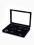 Шкатулка для украшений 12 ячеек, стеклянная крышка, 35×24×4.5 см, чёрная - Фото 3