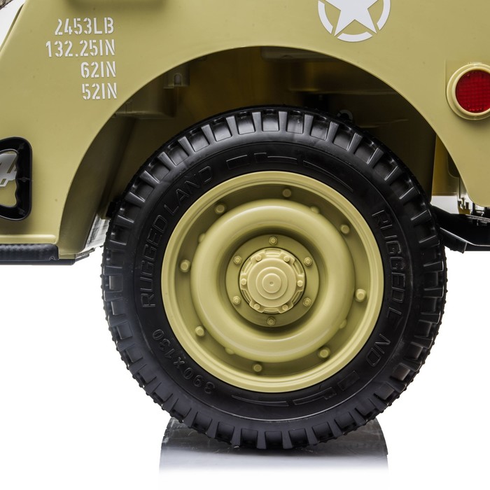 Электромобиль «Армейский джип», 3-х местный, полный привод, EVA, кожаное сидение, цвет песочный - фото 1888266627
