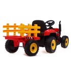 Электромобиль «Трактор», с прицепом, EVA колеса, кожаное сидение, цвет красный - фото 3870175
