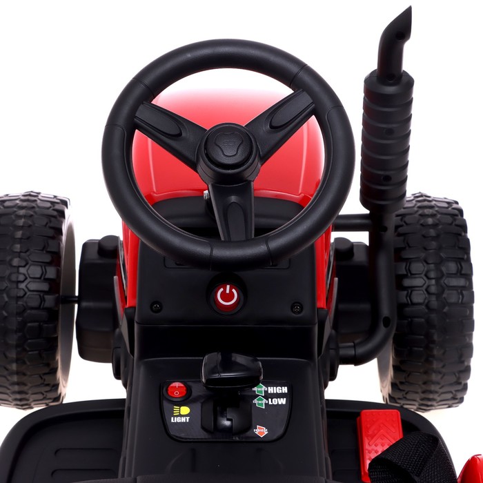 Электромобиль «Трактор», с прицепом, EVA колеса, кожаное сидение, цвет красный - фото 1907391466