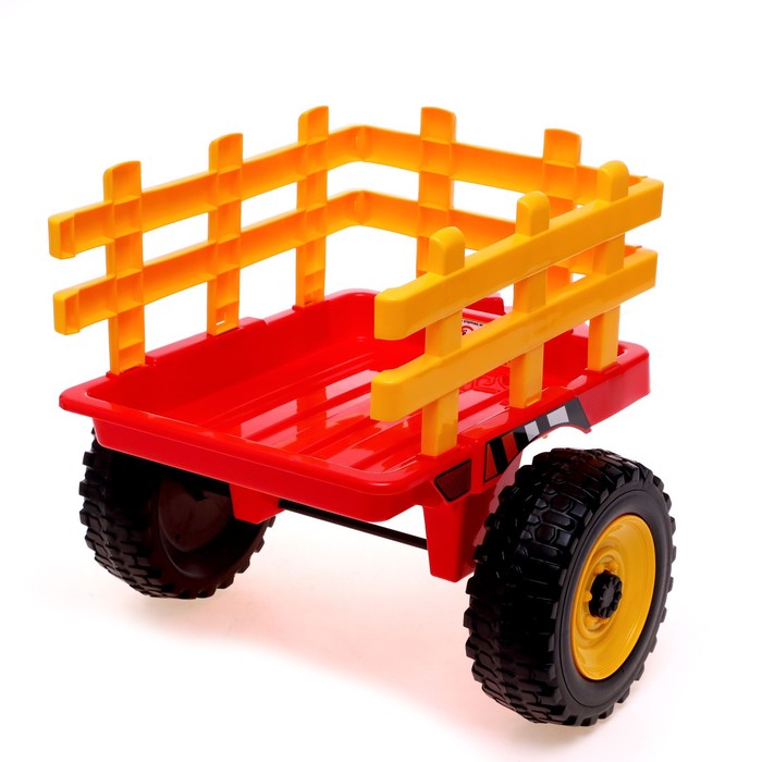 Электромобиль «Трактор», с прицепом, EVA колеса, кожаное сидение, цвет красный - фото 1907391470