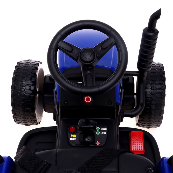 Электромобиль «Трактор», с прицепом, EVA колеса, кожаное сидение, цвет синий - фото 1907391477