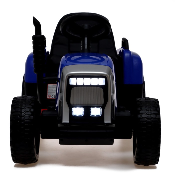 Электромобиль «Трактор», с прицепом, EVA колеса, кожаное сидение, цвет синий - фото 1907391479