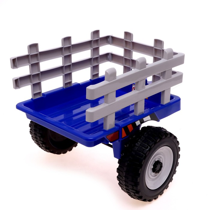 Электромобиль «Трактор», с прицепом, EVA колеса, кожаное сидение, цвет синий - фото 1907391481