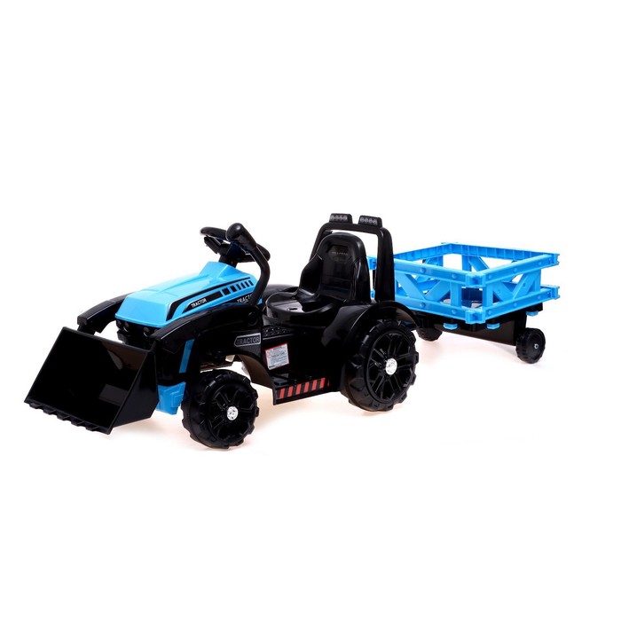 Электромобиль «Трактор», с прицепом, цвет синий - фото 1907391484