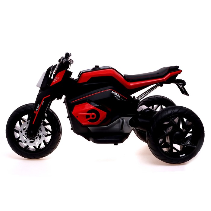 Электромотоцикл М1200, EVA колёса, кожаное сидение, 2 мотора, цвет красный - фото 1907391497
