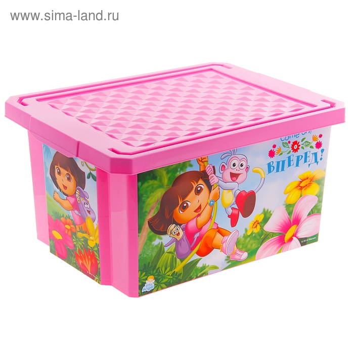 Ящик для игрушек "Даша Путешественница", 17 л, с крышкой, цвет розовый - Фото 1