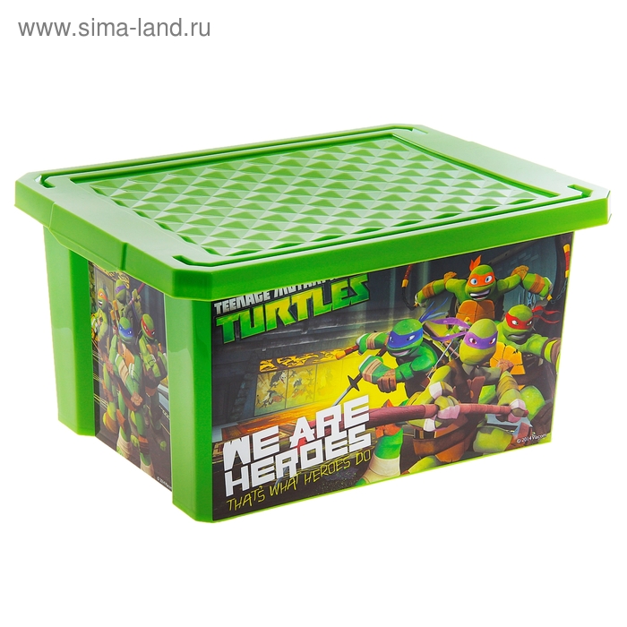 Ящик для игрушек "Черепашки Ниндзя" 17 л, с крышкой, цвет зеленый - Фото 1