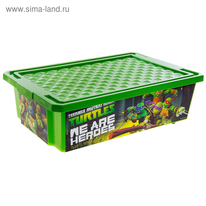 Ящик для игрушек"Черепашка Ниндзя" 30 л, с крышкой, цвет зелёный - Фото 1