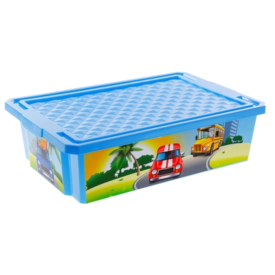Ящик для игрушек City Cars 30 л, с крышкой, цвет голубой