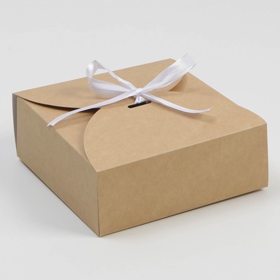Коробка подарочная складная крафтовая, упаковка, 16 х 16 х 6 см