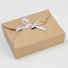 Коробка подарочная складная крафтовая, упаковка, 22х15х6 см - Фото 2