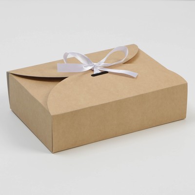 Коробка подарочная складная крафтовая, упаковка, 28 х 18 х 8 см