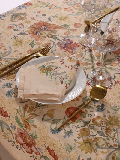 Скатерть «Этель» Floral pattern, размер 147×112 ±2 см с ГМВО, 100% хлопок, саржа 190 г/м²