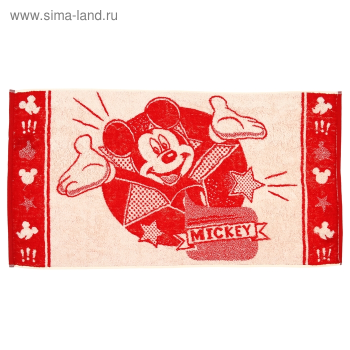 Полотенце махровое Disney Mickey Star 50х90 см, 100% хлопок, 460 гр/м2, цв. красный - Фото 1