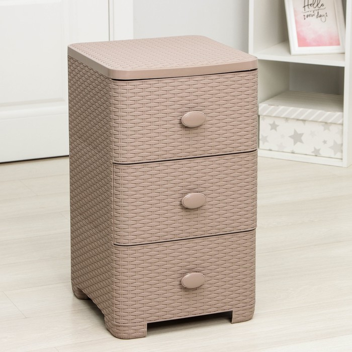 Комод 3-х секционный «Плетёнка», 37.5×36×63 см, цвет какао - Фото 1