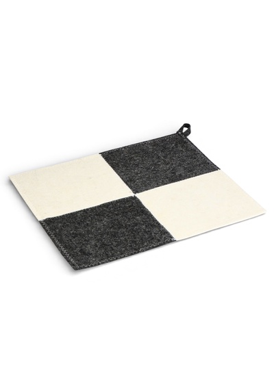 Коврик - сидушка для бани и сауны «Шахматы», 47×38 см, шерсть 30%, полиэфир 70%, серо-белый, «Добропаровъ»