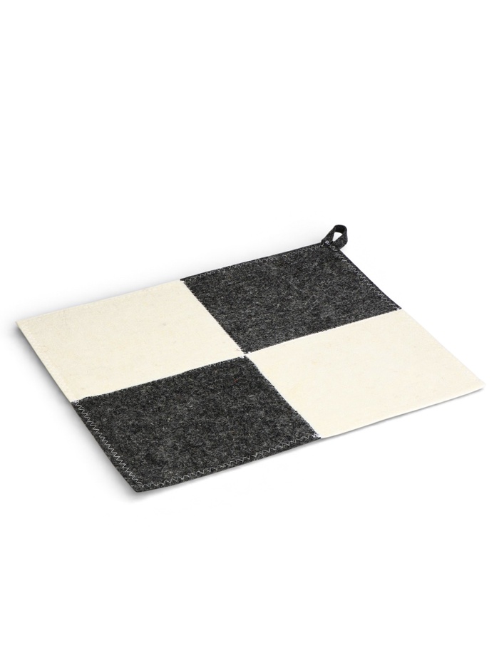 Коврик - сидушка для бани и сауны «Шахматы», 47×38 см, шерсть 30%, полиэфир 70%, серо-белый, «Добропаровъ» - Фото 1