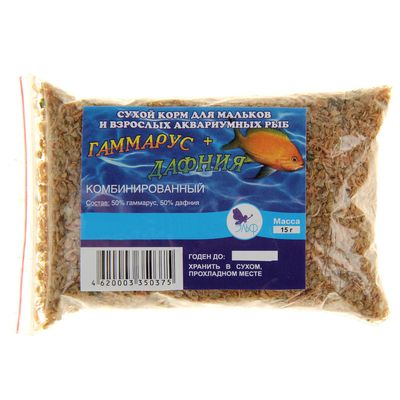 Корм для рыб "Комбинированный" дафния/гаммарус измельченный, 15г
