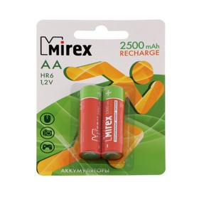 Аккумулятор Mirex, Ni-Mh, AA, HR6-2BL, 1.2В, 2500 мАч, блистер, 2 шт.