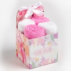 Салфетки махровые декоративные «Этель» Tropic, 4 шт., 30×30 см, хлопок 100%, розовые/белые - фото 65332098