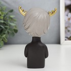 Сувенир полистоун "Девочка с оленьими рожками с красным пузырём, с сердечками" 12х7х9 см - фото 21514048