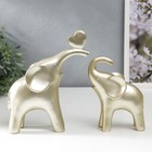 Сувенир полистоун "Пара слонов с сердцем" белое золото 15,5х11х6,5 21,5х16х16 см - фото 21514082