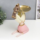Сувенир полистоун подставка "Девушка в африканском наряде" жёлто-розовый 35х12х23 см - фото 21514102