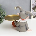 Сувенир полистоун подставка "Малыш в костюме скомороха" серый  28х26х20 см - фото 21514141