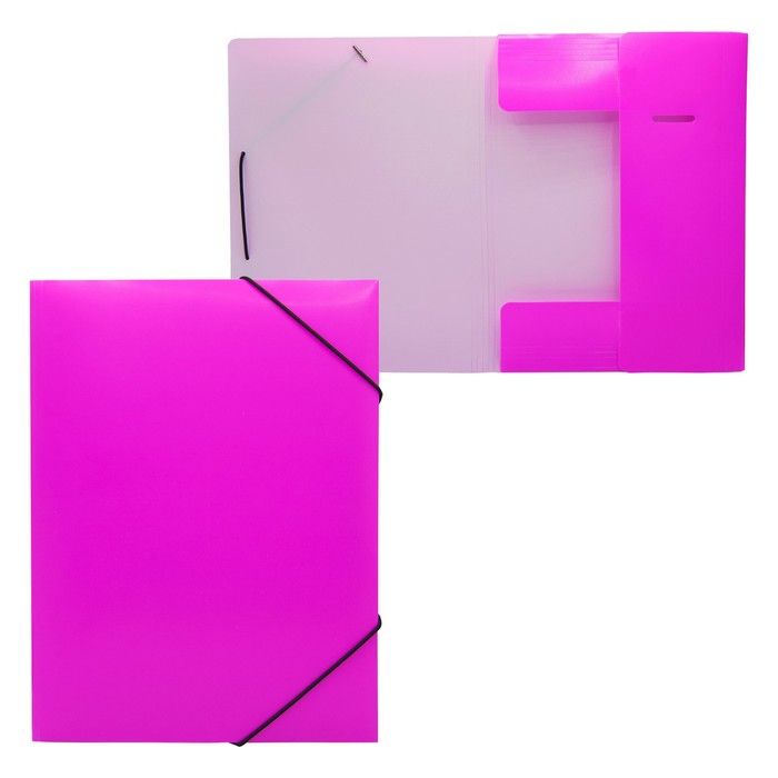 Папка на резинке А4, 500 мкм, Calligrata "Neon", корешок 30 мм, неоновая, розовая - Фото 1