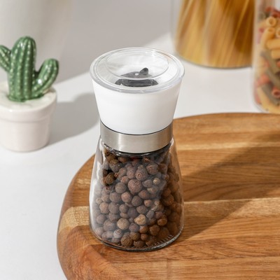 Мельница для специй Доляна «Модерн», 180 мл, 6.5×13 см, цвет белый