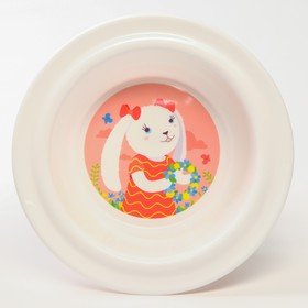 Детская тарелка на присоске, с розовым декором