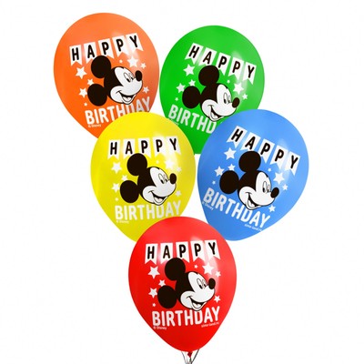 Воздушные шары цветные Happy Birthday, 12 дюйм, набор 25 штук, Мышонок