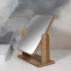 Зеркало настольное BAMBOO, зеркальная поверхность 17.5×12.5 см, бежевое - Фото 4