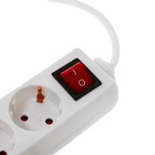 Удлинитель Luazon Lighting, 3 розетки, 1.8 м, 10 А, 2200 Вт, 3×0.75 мм2, с заземлением, с выключателем, белый - Фото 3