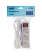 Удлинитель Luazon Lighting, 3 розетки, 1.8 м, 10 А, 2200 Вт, 3×0.75 мм2, с заземлением, с выключателем, белый - Фото 4