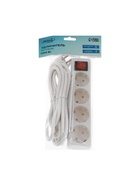 Удлинитель Luazon Lighting, 4 розетки, 3 м, 10 А, 2200 Вт, 3×0.75 мм2, с заземлением, с выключателем, - Фото 5