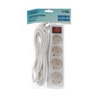 Удлинитель Luazon Lighting, 4 розетки, 3 м, 10 А, 2200 Вт, 3×0.75 мм2, с заземлением, с выключателем, - Фото 6