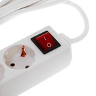 Удлинитель Luazon Lighting, 4 розетки, 7 м, 10 А, 2200 Вт, 3×0.75 мм2, с заземлением, с выключателем, белый - Фото 3