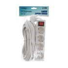 Удлинитель Luazon Lighting, 4 розетки, 7 м, 10 А, 2200 Вт, 3×0.75 мм2, с заземлением, с выключателем, белый - Фото 6