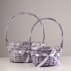 Набор корзин плетеных, 2 шт, 32x22x15x44 см, сиреневый - фото 24533171