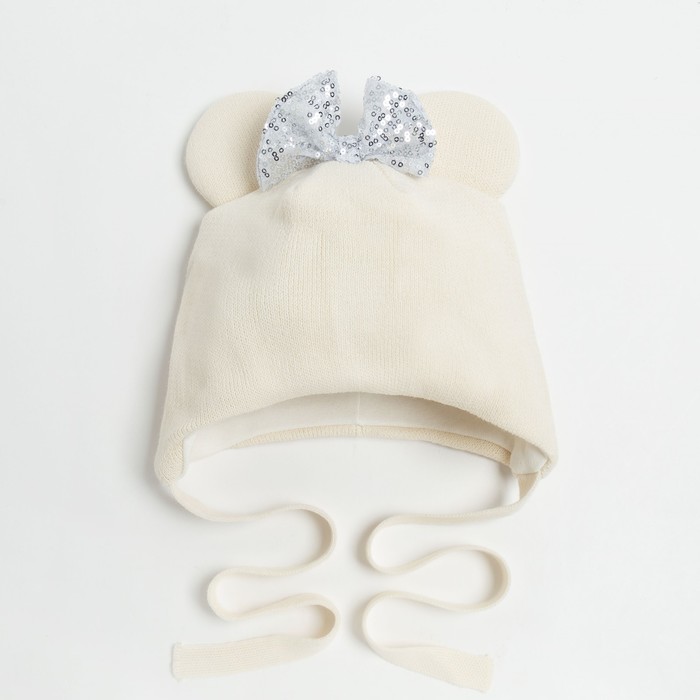 Шапка для девочки, цвет молочный, размер 50-54 - Фото 1