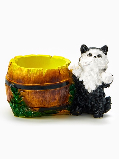 Фигурное кашпо для цветов «Котёнок с бочкой», 500 мл, 23×14×15 см, гипс